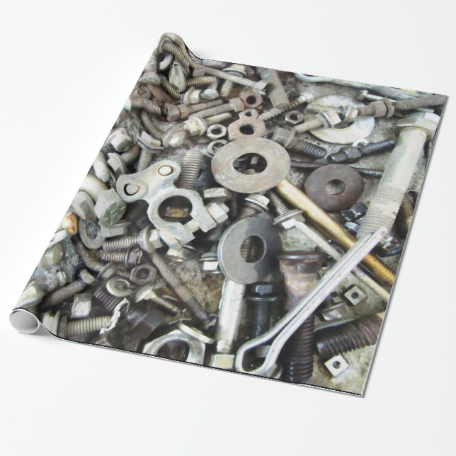 Papper nöt & Bolts Gearhead Glossy Wrapping Presentpapper (Utrullad)