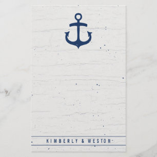 Papper notering vid Rustic Nautical Bröllop/flotta