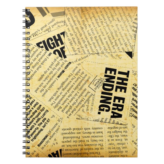 Papper nyhetstext med gammal papper anteckningsbok (Framsidan)