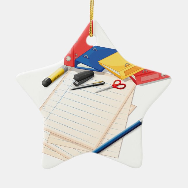 Papper och annan kontorsmateriel julgransprydnad keramik (Framsidan)