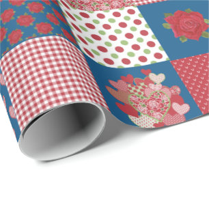 Papper om att höra och Ro Faux Patchwork Wrapping Presentpapper
