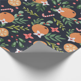 Papper om jultomte och fruktträd presentpapper