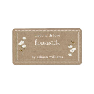 Papper om Rustic Homemade-märkning Cotton Sprig Kr Adressetikett
