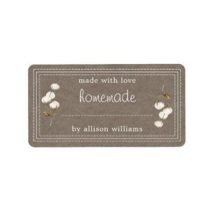 Papper om Rustic Homemade-märkning Cotton Sprig Kr Adressetikett