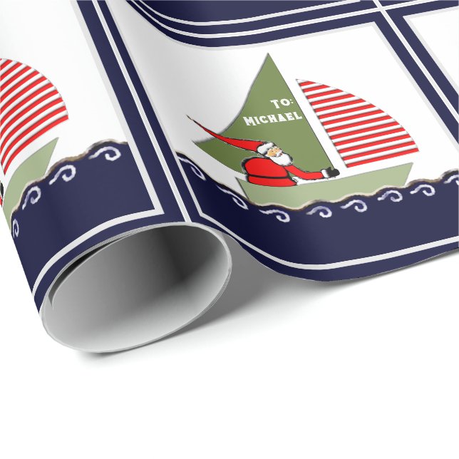 Papper om Sailing Helgdag Gift Wrapping Presentpapper (Rullad Hörn)