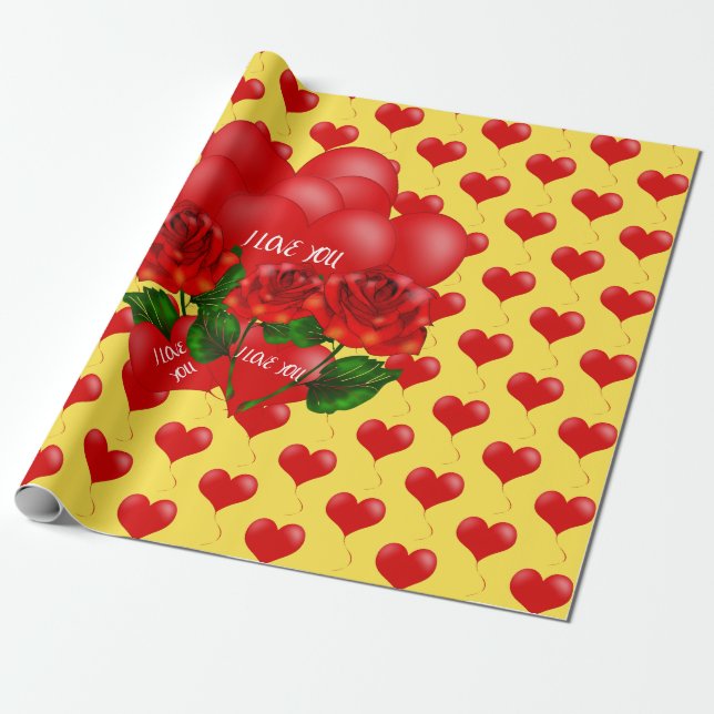 Papper omantisk förpackning presentpapper (Utrullad)