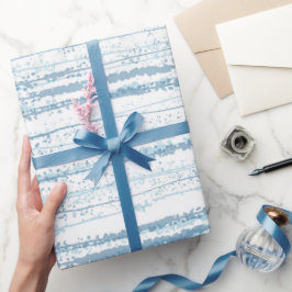 Papper omformning av blå vattenfärgsrad Mönster Presentpapper