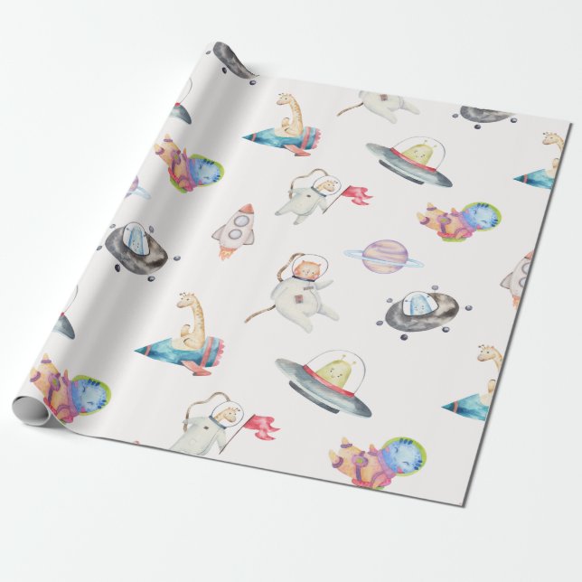 Papper omformning av rymdaut-planeten presentpapper (Utrullad)