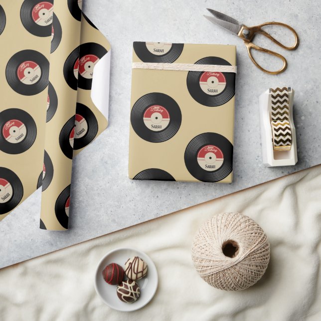 Papper omformning av vinylpost för eget namn presentpapper (Hantverk)