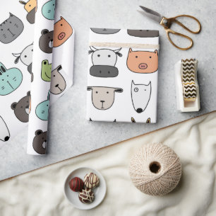 Papper omslagning - Ansikte från djur Presentpapper