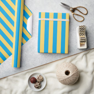 Papper omslagning av Albatross Blue och Gult Strip Presentpapper