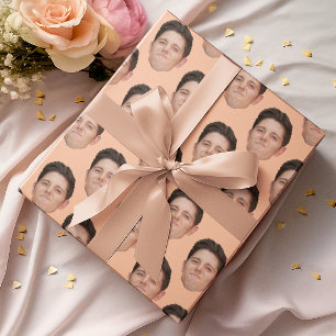 Papper omslagning av Ansikte eller Pet Photo Peach Presentpapper