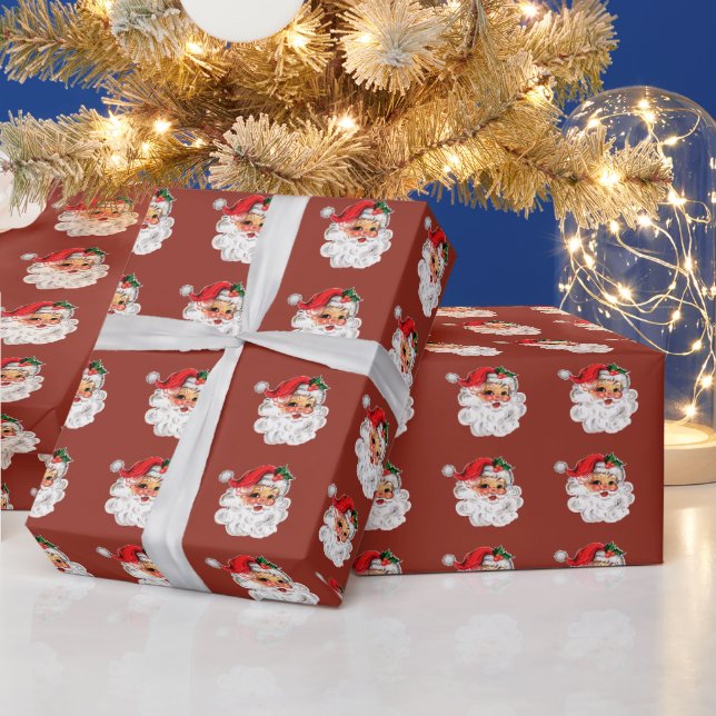 Papper omslagning av ansikte i schaktfull Santa Presentpapper (Helgdagar)