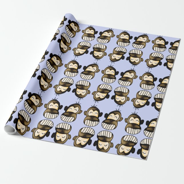 papper omslagning av apa från lycklig presentpapper (Utrullad)