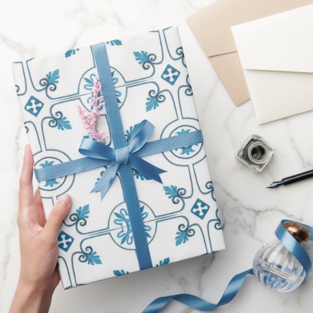 Papper omslagning av blå marockansk Tile Mönster Presentpapper (Gifting)