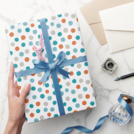 Papper omslagning av blått och Orange Polka dots Presentpapper