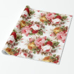 Papper omslagning av Blommigten vintage Bröllop Presentpapper<br><div class="desc">Trendig som omsluter pappert med rosa,  rött och gul ros.  Perfekt för bröllop och möhippor.</div>