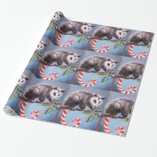 Papper omslagning av candy cane Opossum Presentpapper