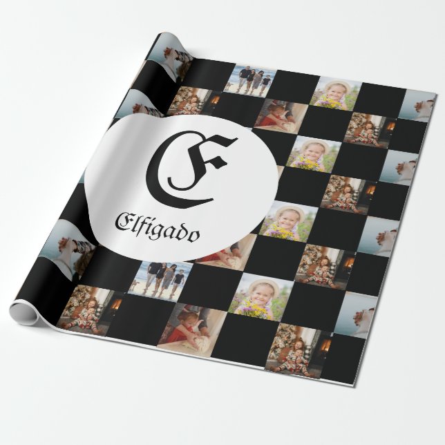 Papper omslagning av Chess Family Photo Namn Presentpapper (Utrullad)