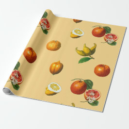 Papper omslagning av citrusfrukter i vintage presentpapper