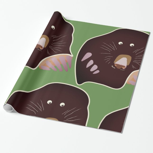Papper omslagning av cute Mole Kids Party Gift Wra Presentpapper (Utrullad)