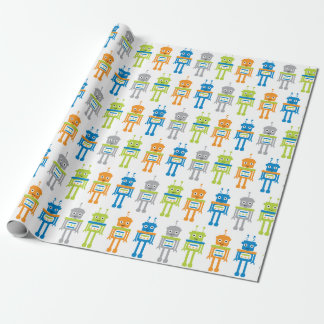 Papper omslagning av färgade robotar presentpapper