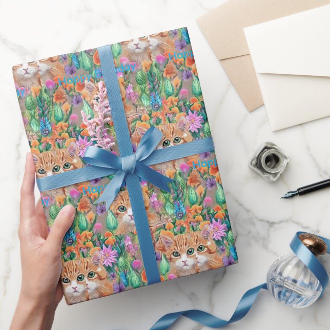 Papper omslagning av Grattis på födelsedagen i kat Presentpapper (Gifting)