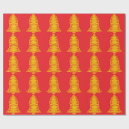 Papper omslagning av guld Bell Red Presentpapper