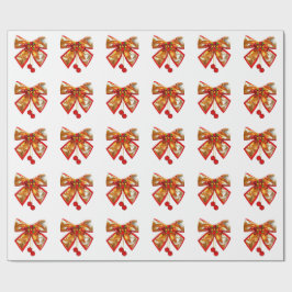 Papper omslagning av guld Bow and Stars White Wrap Presentpapper