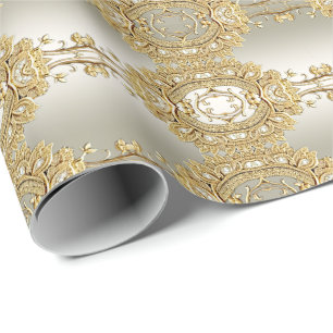 Papper omslagning av guld Ornate Presentpapper