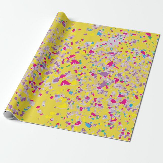 Papper omslagning av Gult för konfetti Presentpapper (Utrullad)