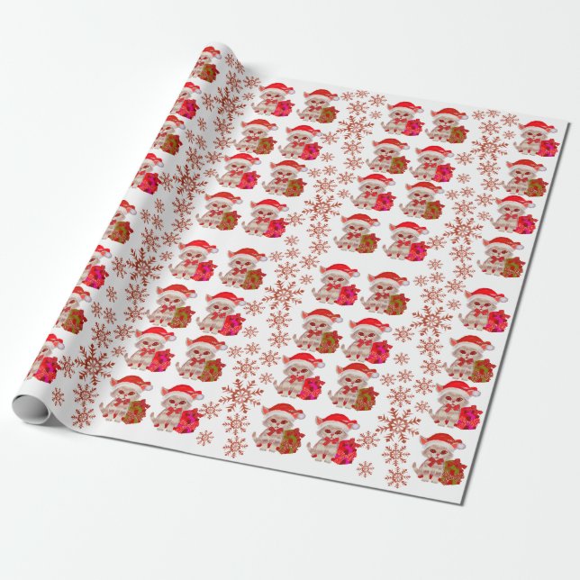 Papper omslagning av julkatter presentpapper (Utrullad)
