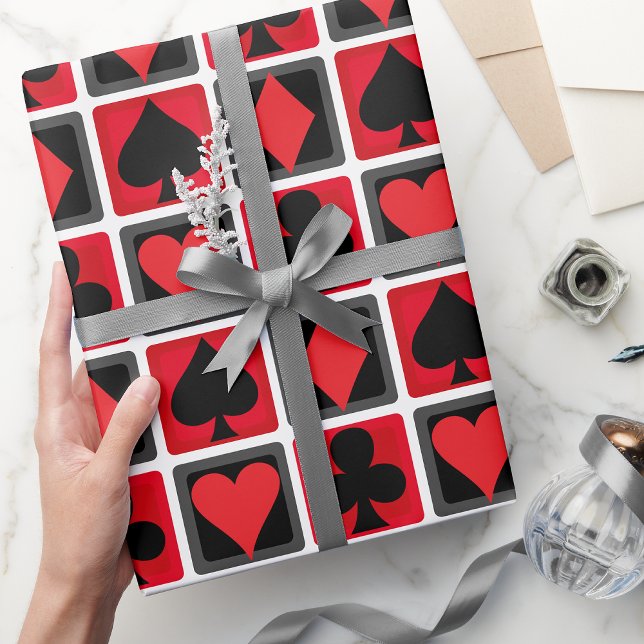 Papper omslagning av kasino Poker Card Kostym Presentpapper (Poker Casino Wrapping Paper. Suits)