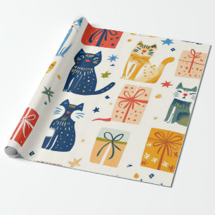 Papper omslagning av kute och katter - Festive Kat Presentpapper