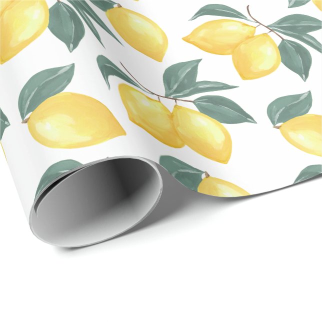 Papper omslagning av Lemon Greenery Gift Presentpapper (Rullad Hörn)