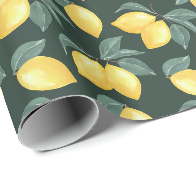 Papper omslagning av Lemon Greenery Gift Presentpapper (Rullad Hörn)