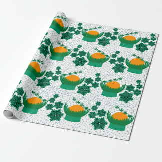 papper omslagning av ljusa gröntar i snö presentpapper