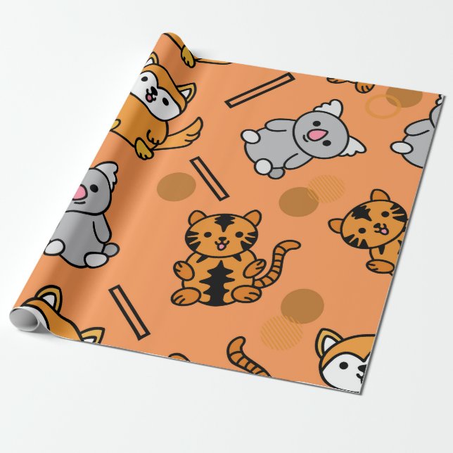 Papper omslagning av Mönster från djur Presentpapper (Utrullad)