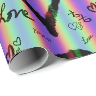 Papper omslagning av Rand i från Kärlek Xoxo Heart Presentpapper