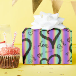Papper omslagning av Rand i från Kärlek Xoxo Heart Presentpapper