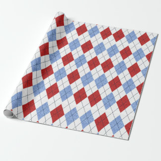 Papper omslagning av Red och Blue Argyle Mönster Presentpapper