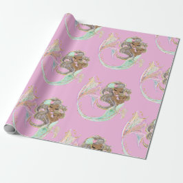 papper omslagning av sjöjungfruns rosa presentpapper