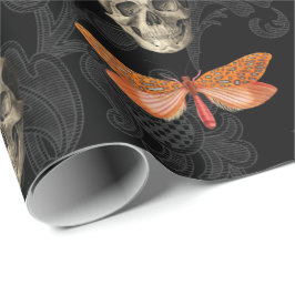 Papper omslagning av Skull & Butterfly Black Snöre Presentpapper