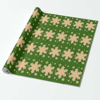 papper omslagning av snöflingor grönt presentpapper