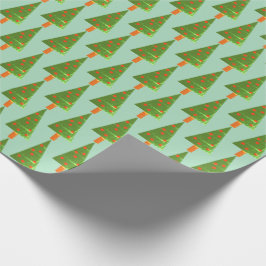 Papper omslagning av stämplat Julgranar Presentpapper