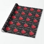 Papper omslagning av svart papp Art Kärlek Red Hea Presentpapper<br><div class="desc">Vintage Stil Retro Kärlek Digital Artwork</div>