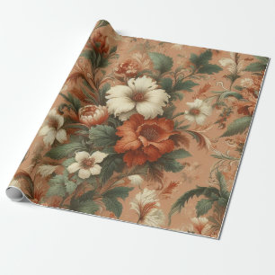 Papper omslagning - Bränd Orange, Cream, Moss-Grön Presentpapper