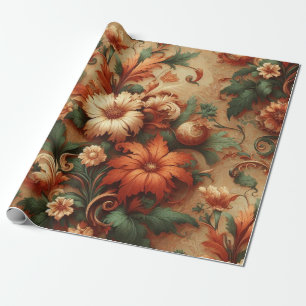 Papper omslagning - Bränd Orange, Cream, Moss-Grön Presentpapper