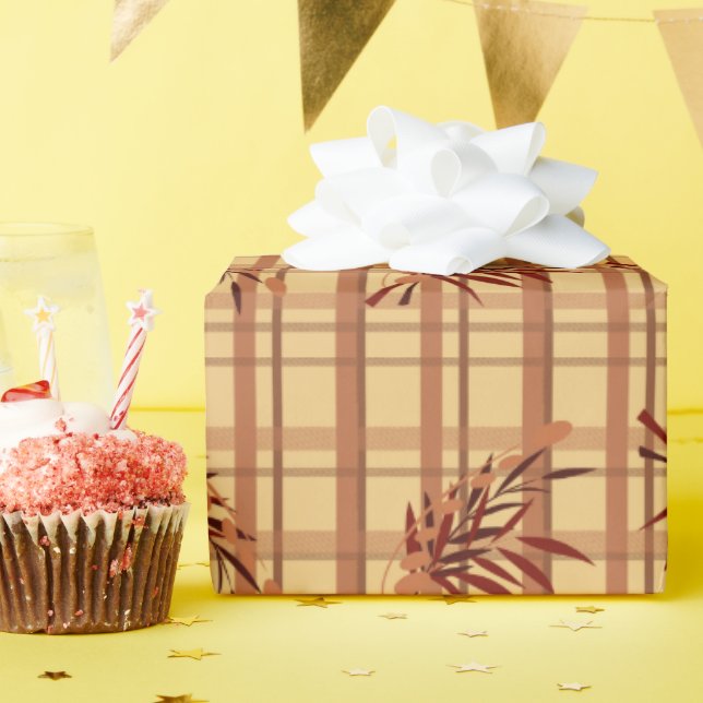 Papper omslagning - Falltoner Bambooskott och plät Presentpapper (Födelsedagsfest)