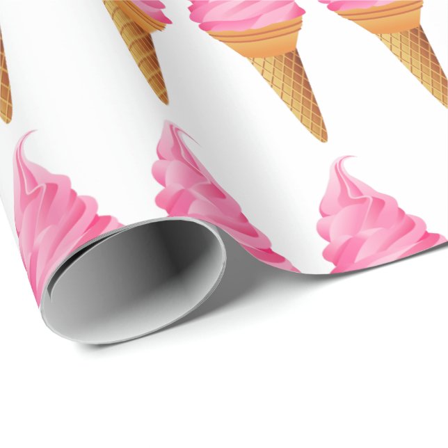 Papper omslagning - Rosa Ice Cream Presentpapper (Rullad Hörn)